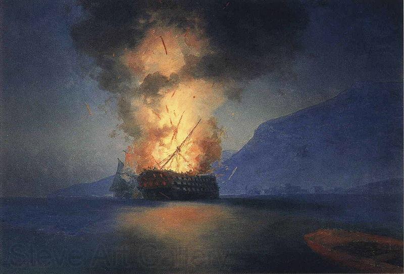 Ivan Aivazovsky Exploding Ship France oil painting art